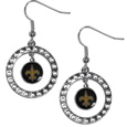 New Orleans Saints Rhinestone Hoop Earrings